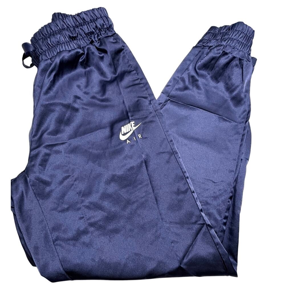 Vintage Nike Shiny Blue Satin Joggers Track Pants Size Small